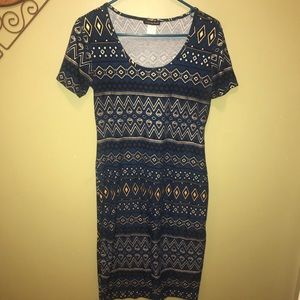 INTRIGUING THREADS Teal/Black/Gold Bodycon dress